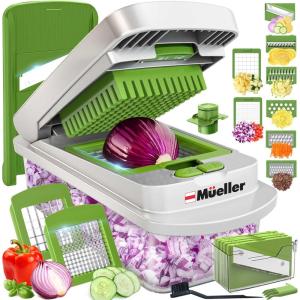 image:imageMueller ULTIMATE 12 Blade Vegetable Chopper Mandoline Slicer and Spiralizer Dicer Grater Kitchen Essentials amp Accessories BlackWhite SandGreen