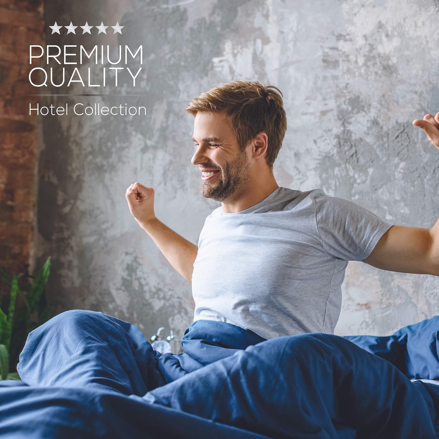 image:imageMueller Luxury 6 PC Full Size Bed Sheets Super Soft 1800 Deep Pocket up to 16 Full Size Sheets Transfers Heat Breathes Better Hypoallergenic WrinkleResistant OekoTEX Light GreyNavy