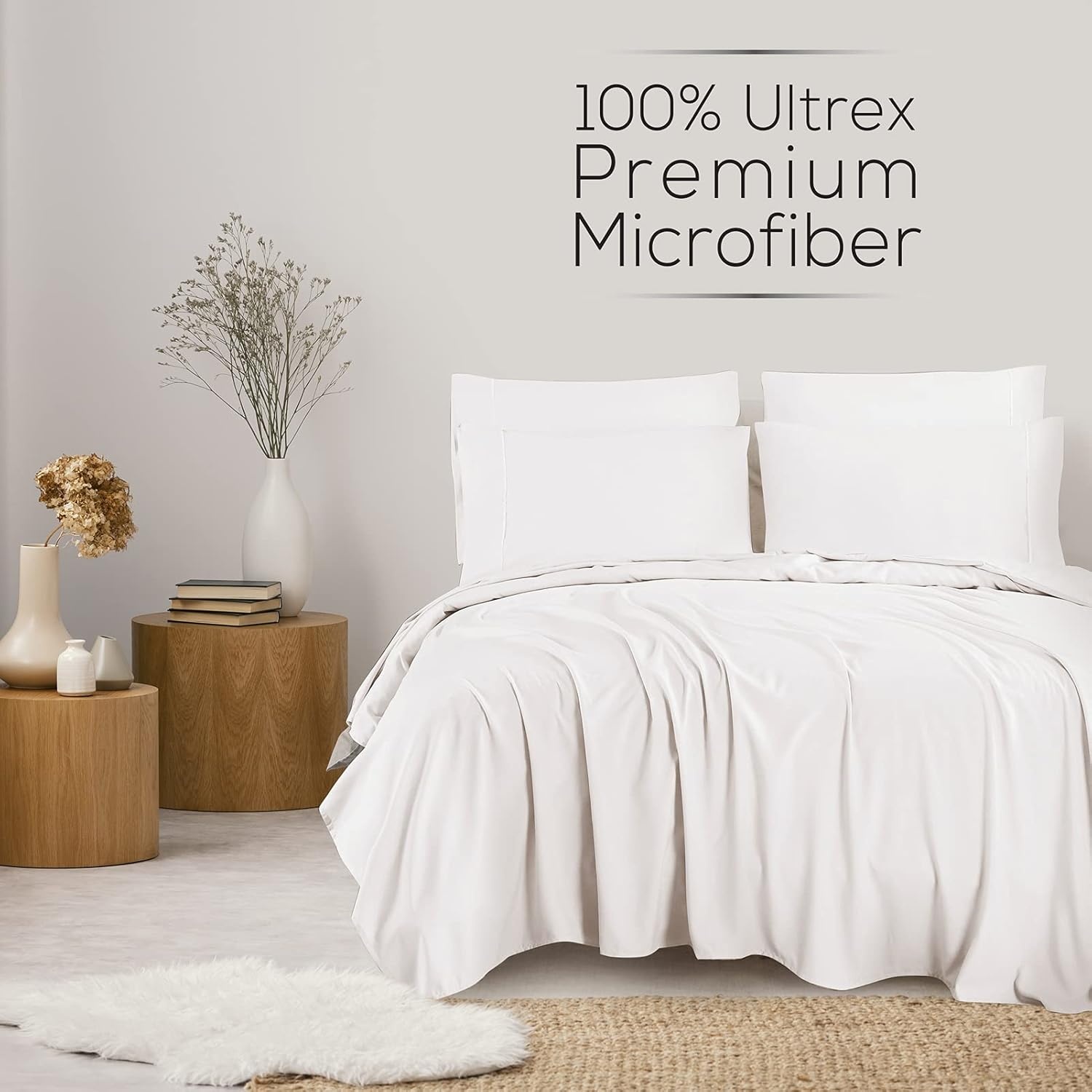 image:imageMueller Luxury 6 PC Full Size Bed Sheets Super Soft 1800 Deep Pocket up to 16 Full Size Sheets Transfers Heat Breathes Better Hypoallergenic WrinkleResistant OekoTEX Light GreyWhite