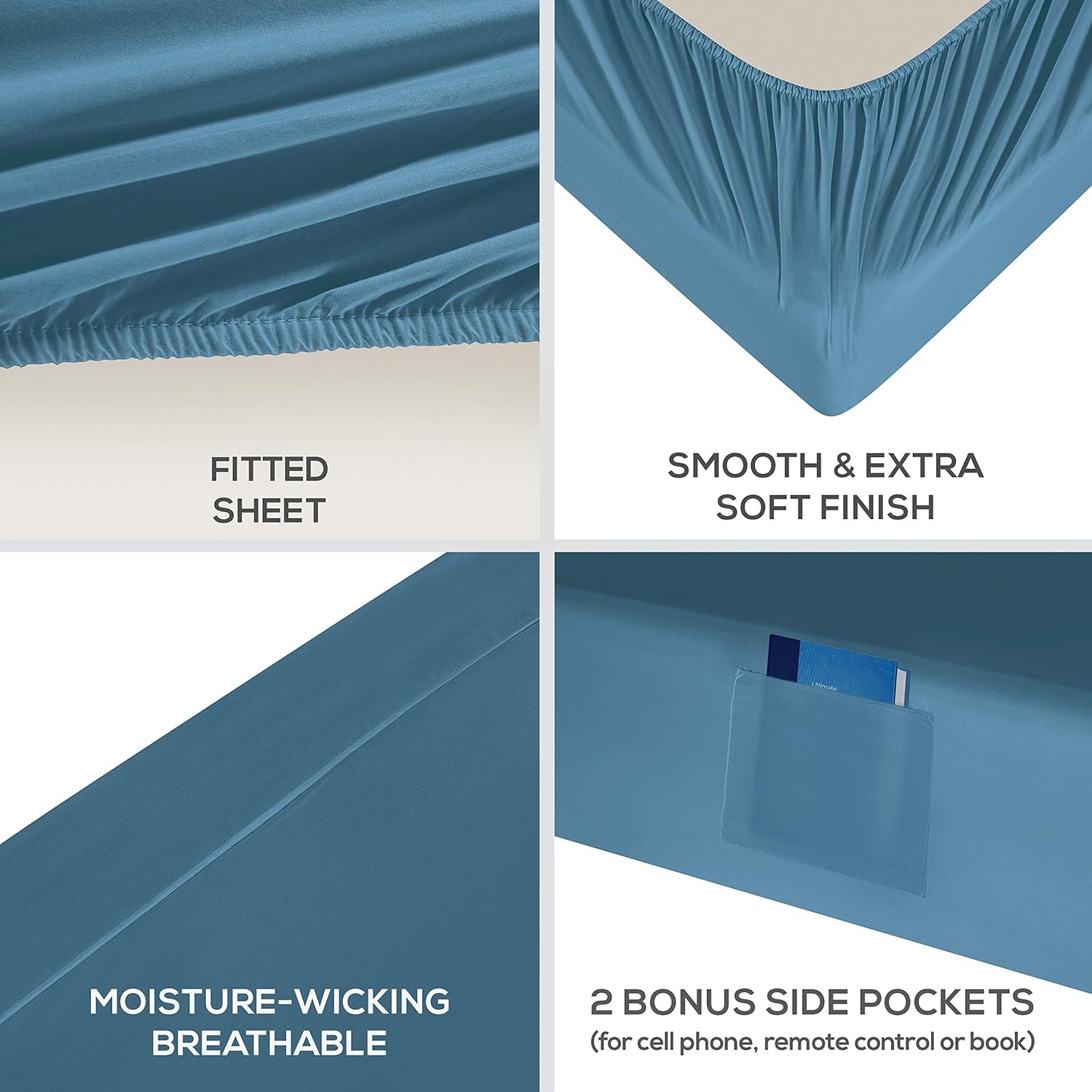 image:imageMueller Luxury 6 PC Full Size Bed Sheets Super Soft 1800 Deep Pocket up to 16 Full Size Sheets Transfers Heat Breathes Better Hypoallergenic WrinkleResistant OekoTEX Light GreyDenim