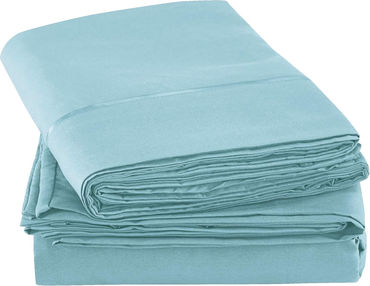 image:imageMueller Luxury 6 PC Full Size Bed Sheets Super Soft 1800 Deep Pocket up to 16 Full Size Sheets Transfers Heat Breathes Better Hypoallergenic WrinkleResistant OekoTEX Light GreyAqua