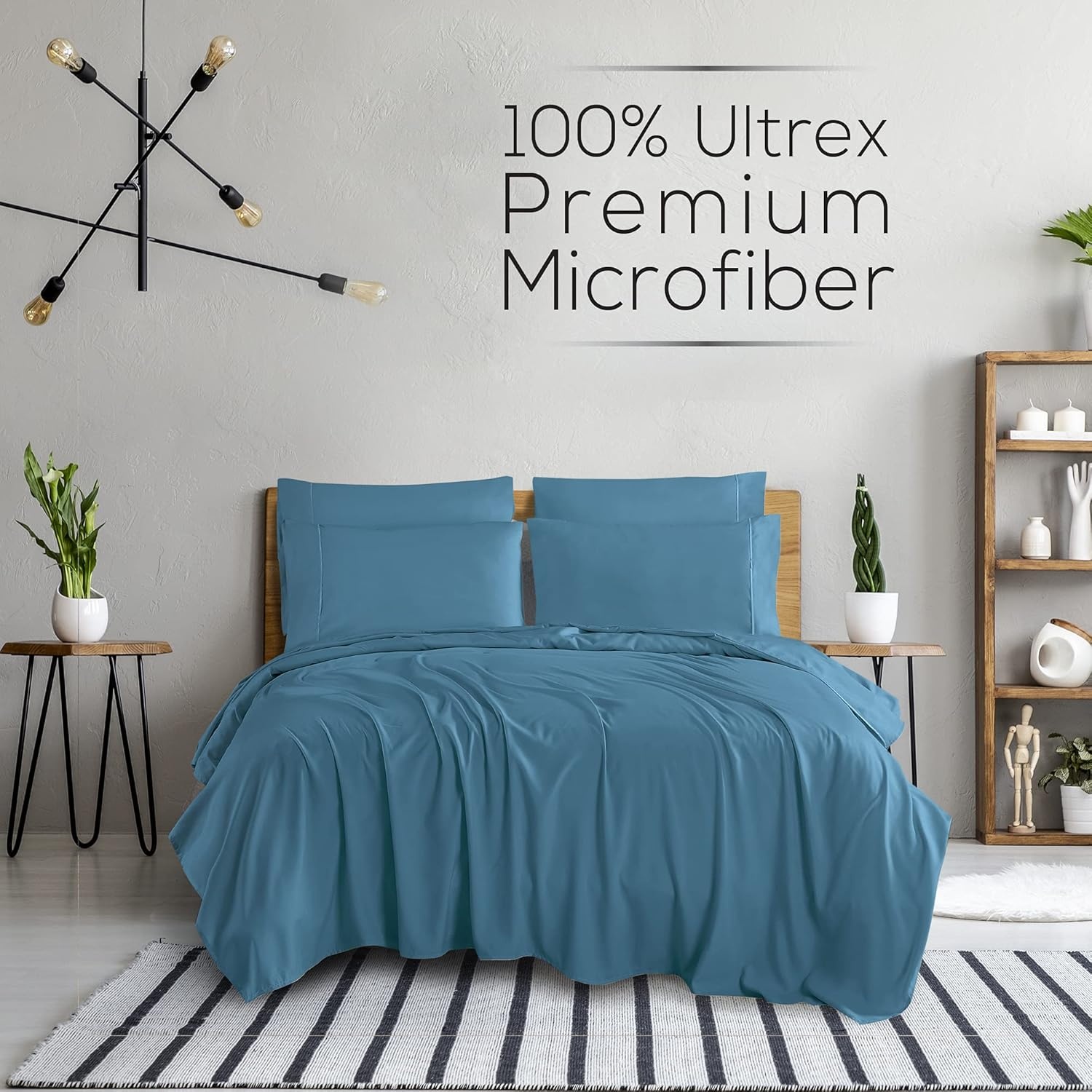 image:imageMueller Luxury 6 PC Full Size Bed Sheets Super Soft 1800 Deep Pocket up to 16 Full Size Sheets Transfers Heat Breathes Better Hypoallergenic WrinkleResistant OekoTEX Light GreyDenim