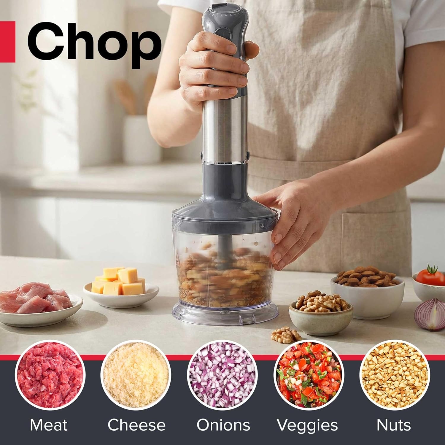 image:imageMueller Multistick 800W 5in1 Immersion Blender Handheld 12 Speed Hand Mixer Turbo Boost Heaviest Duty Copper Motor Titanium Blades Hand Blender Milk Frother Wand Whisk Kitchen Gadgets BlackGray