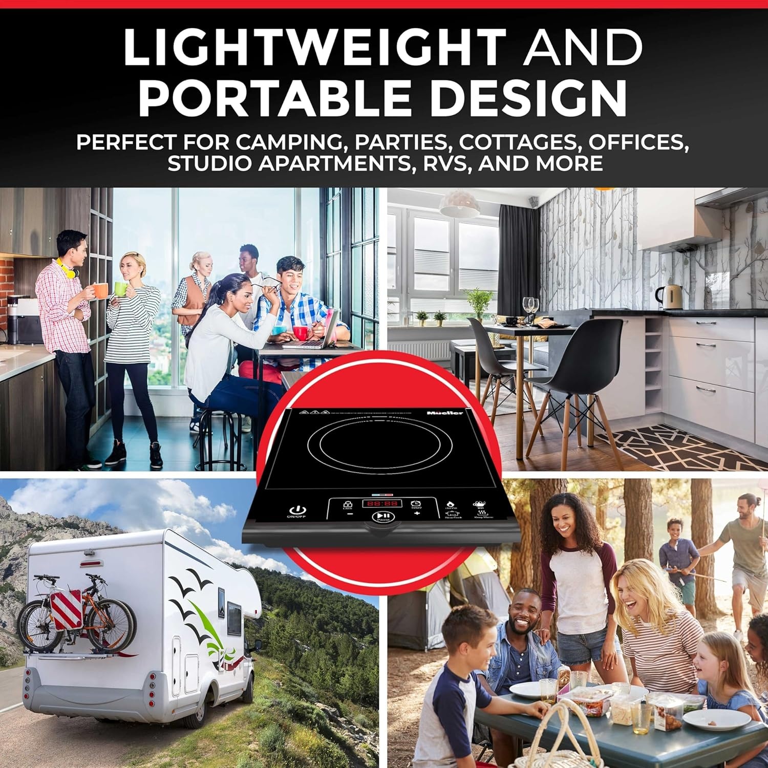 image:imageMueller RapidTherm Portable Induction Cooktop1800W Single Burner Hot Plate with 8 Power Levels 8 Temperature Settings 4 Presets 4Hour Timer Auto ShutOff amp Child Lock for RV Dorm Small Kitchen