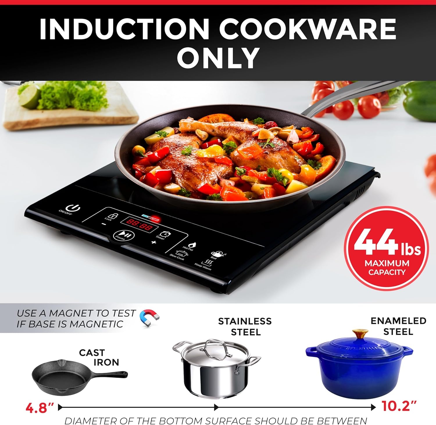 image:imageMueller RapidTherm Portable Induction Cooktop1800W Single Burner Hot Plate with 8 Power Levels 8 Temperature Settings 4 Presets 4Hour Timer Auto ShutOff amp Child Lock for RV Dorm Small Kitchen