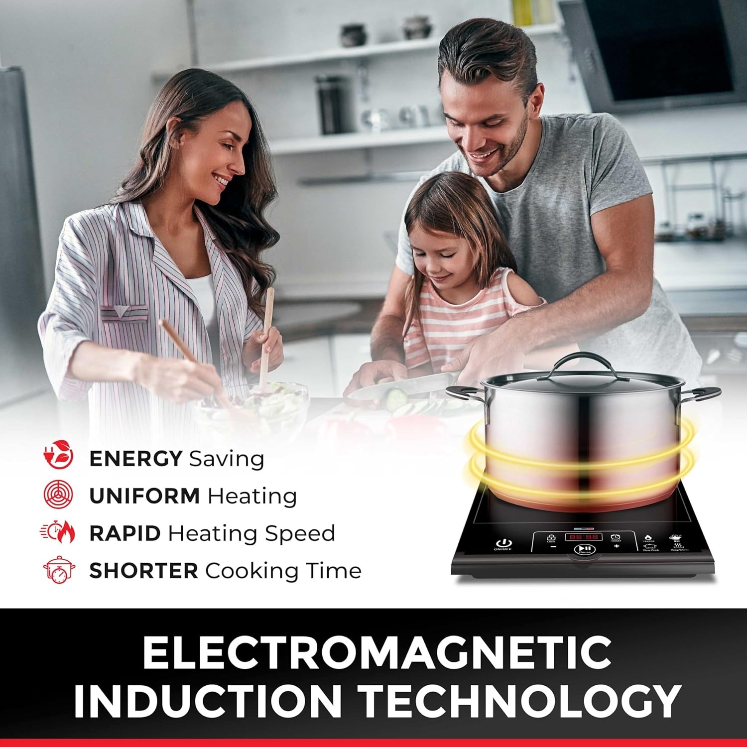 image:imageMueller RapidTherm Portable Induction Cooktop1800W Single Burner Hot Plate with 8 Power Levels 8 Temperature Settings 4 Presets 4Hour Timer Auto ShutOff amp Child Lock for RV Dorm Small Kitchen