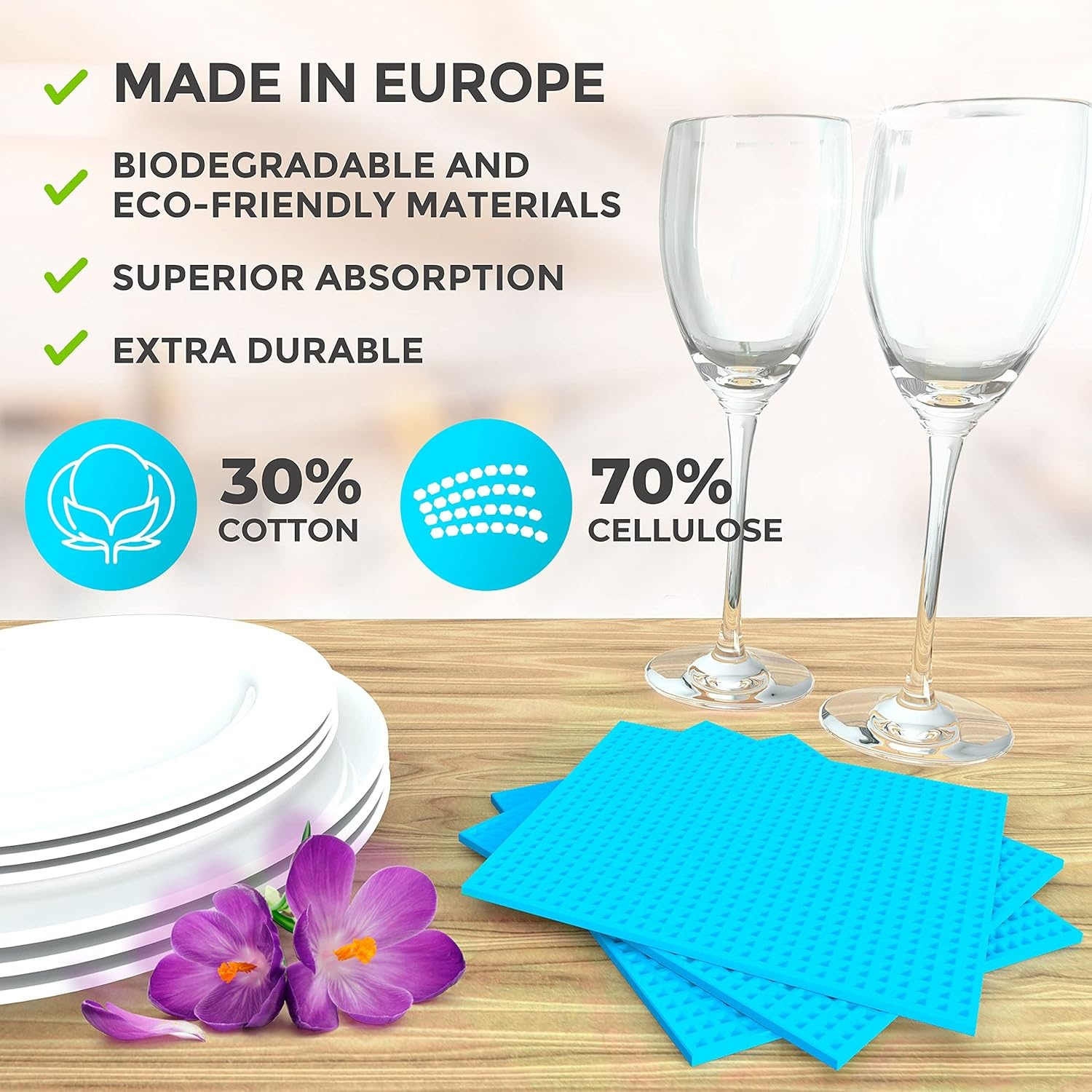 image:imageMueller Swedish Dish Cloths 10 Pack Reusable Hand Towels for Kitchen Counters amp Washing Dishes Extra Durable UltraAbsorbent Cellulose Sponge Eco Friendly and Hypoallergenic Gifts Blue