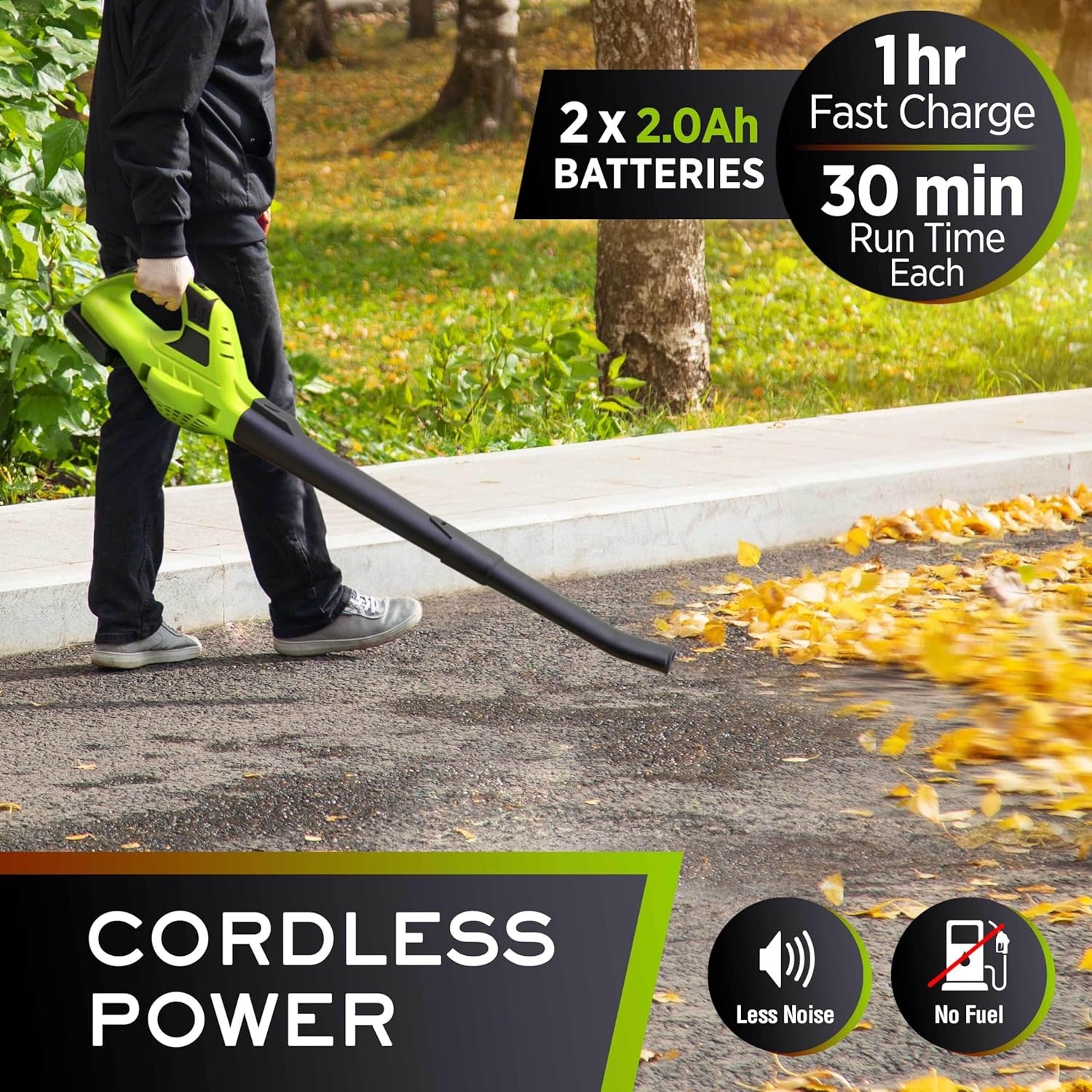 image:imageMueller UltraStorm Cordless Leaf Blower 2 Batteries Included for 2X Runtime 140 MPH 20V Brushless Motor 33 lb Lightweight 2Speed Variable 1Hour Fast Charge for Lawn Patio Driveway amp SnowGreen