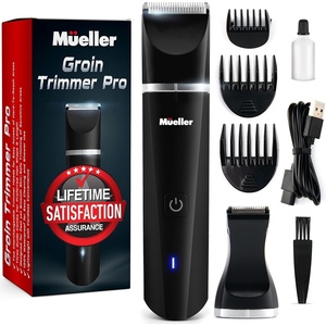 image:imageMueller Groinscaper Pro Hair Trimmer 50 Replaceable SkinSaver Ceramic Blade Heads Waterproof WetDry Clippers Rechargeable Wireless Charging Ultimate Male Hygiene Razor