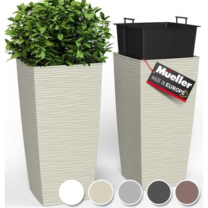 image:imageMueller MResin Heavy Duty Tall Planters for Outdoor Plants Indoor Grande Plant Pots Boxes Trees Flower Pots 2Piece Set 18 Modern Design Builtin Drainage Front Porch Decor MochaBeige