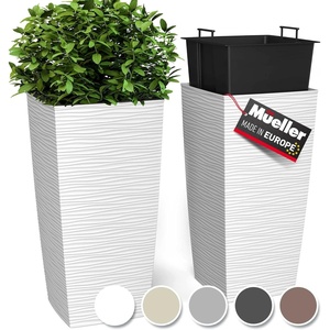 image:imageMueller MResin Heavy Duty Tall Planters for Outdoor Plants Indoor Grande Plant Pots Boxes Trees Flower Pots 2Piece Set 18 Modern Design Builtin Drainage Front Porch Decor MochaWhite