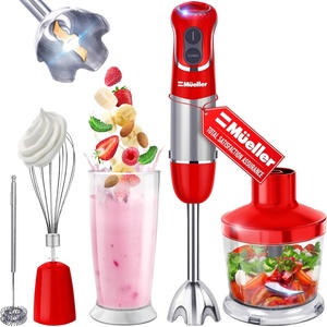 image:imageMueller Multistick 800W 5in1 Immersion Blender Handheld 12 Speed Hand Mixer  Turbo Boost Heaviest Duty Copper Motor Titanium Blades Hand Blender Milk Frother Wand Whisk Kitchen Gadgets BlackRed