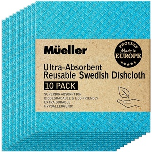 image:imageMueller Swedish Dish Cloths 10 Pack Reusable Hand Towels for Kitchen Counters amp Washing Dishes Extra Durable UltraAbsorbent Cellulose Sponge Eco Friendly and Hypoallergenic Gifts Blue