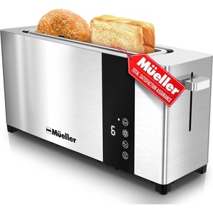 image:imageMueller UltraToast Full Stainless Steel Toaster 2 Slice Long ExtraWide Slots with Removable Tray CancelDefrostReheat Functions 6 Browning Levels with LED Display Housewarming Gifts New Home