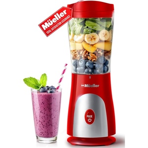 image:imageMueller HeavyDuty Personal Blender for Shakes and Smoothies with a 15 Oz Travel Cup and Lid Juices Baby Food Portable Blender amp Food Processor TurquoiseRed